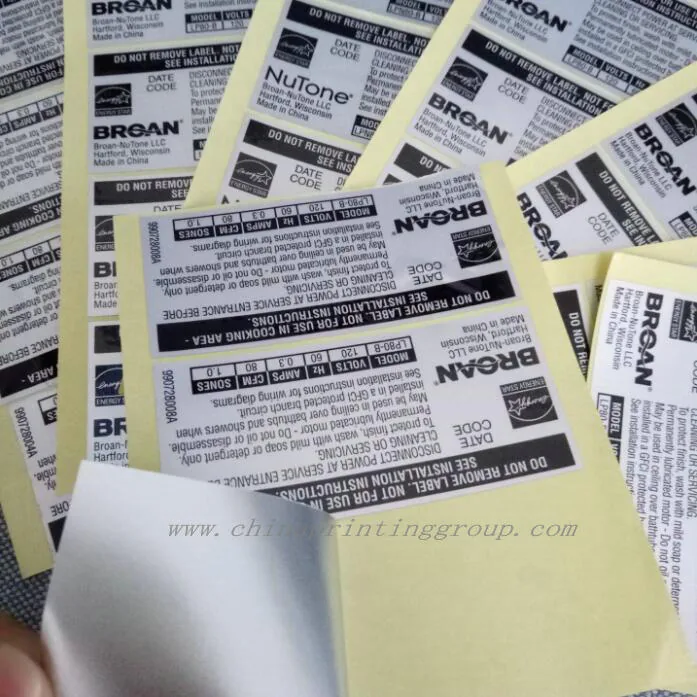 Satin silver PET stickers printed with a customer logo