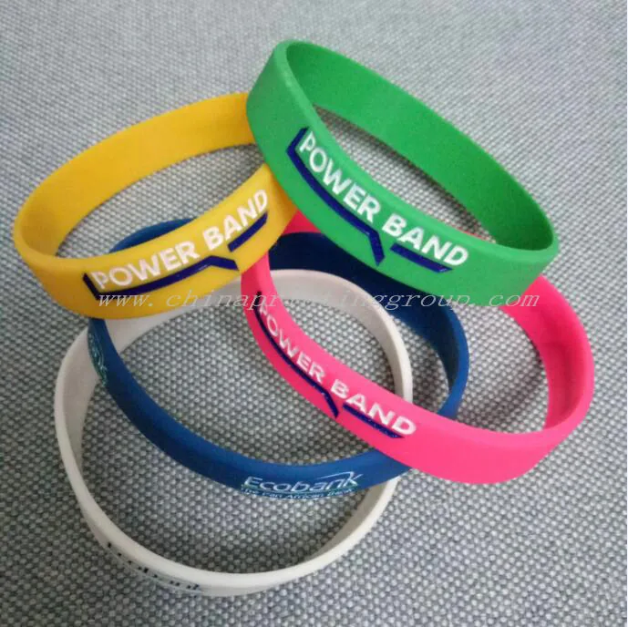 Custom logo silicone bracelets in assorted colours