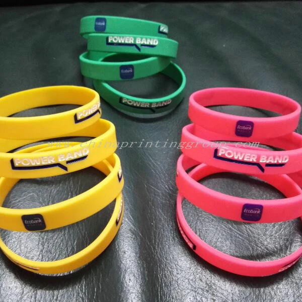Silicone wristband worn on a wrist showing band width