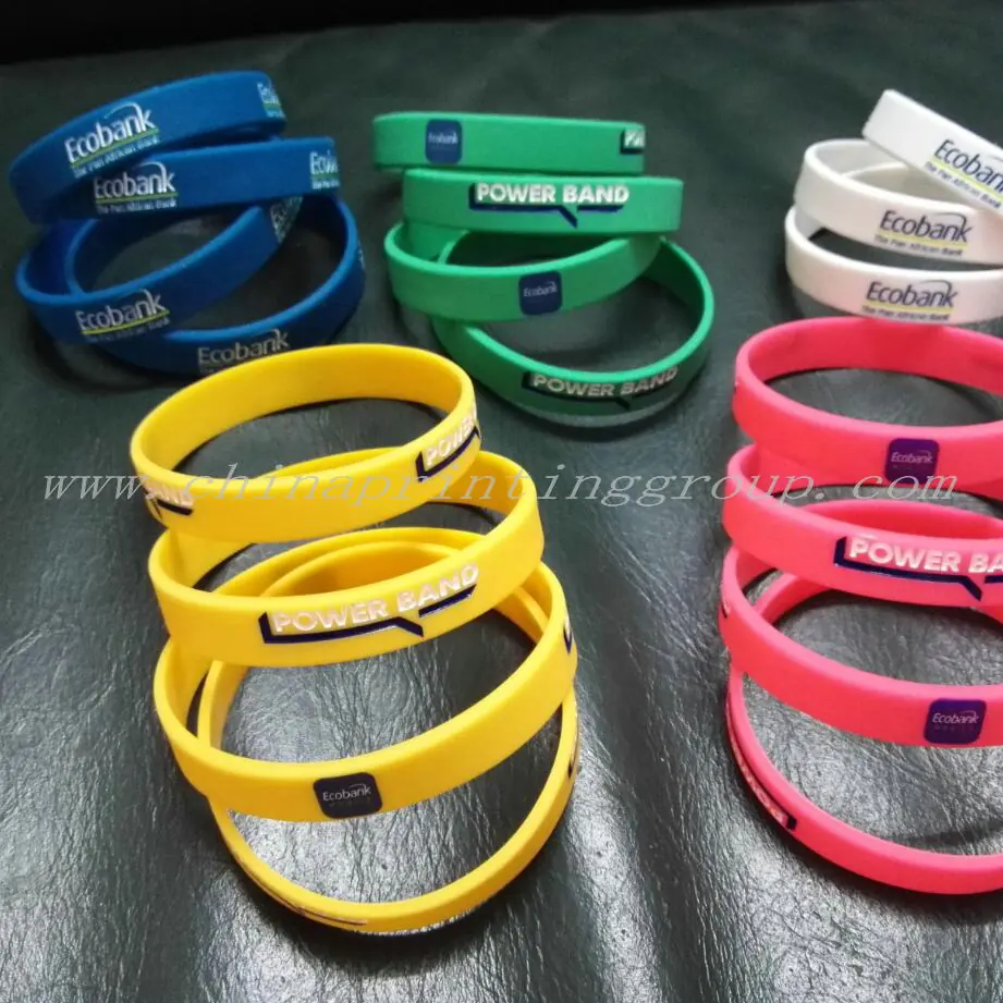 Stack of eco friendly silicone bracelets ready for packing