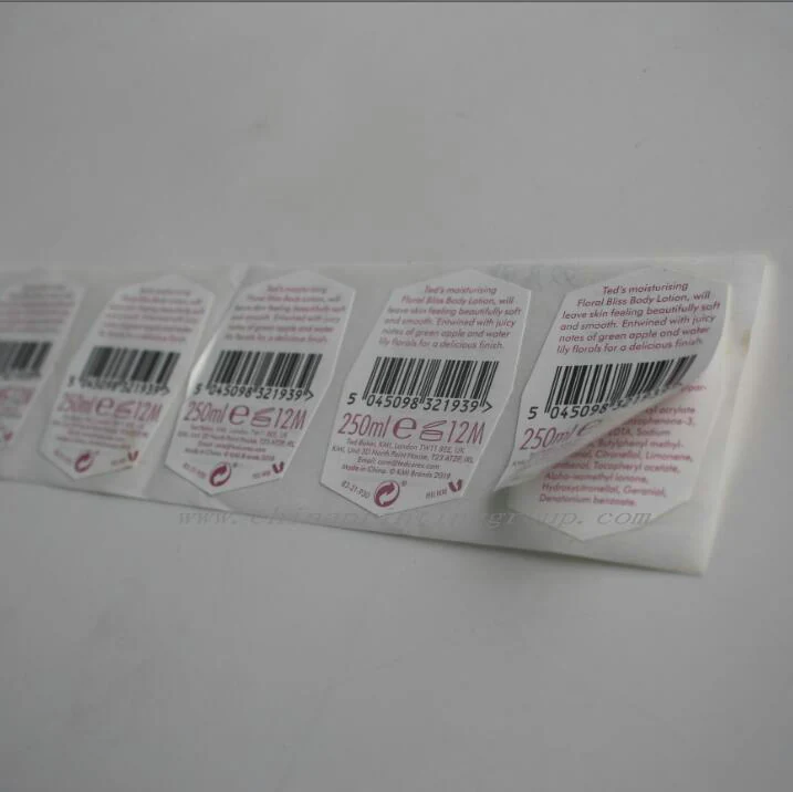 Close view of waterproof vinyl sheet label surface