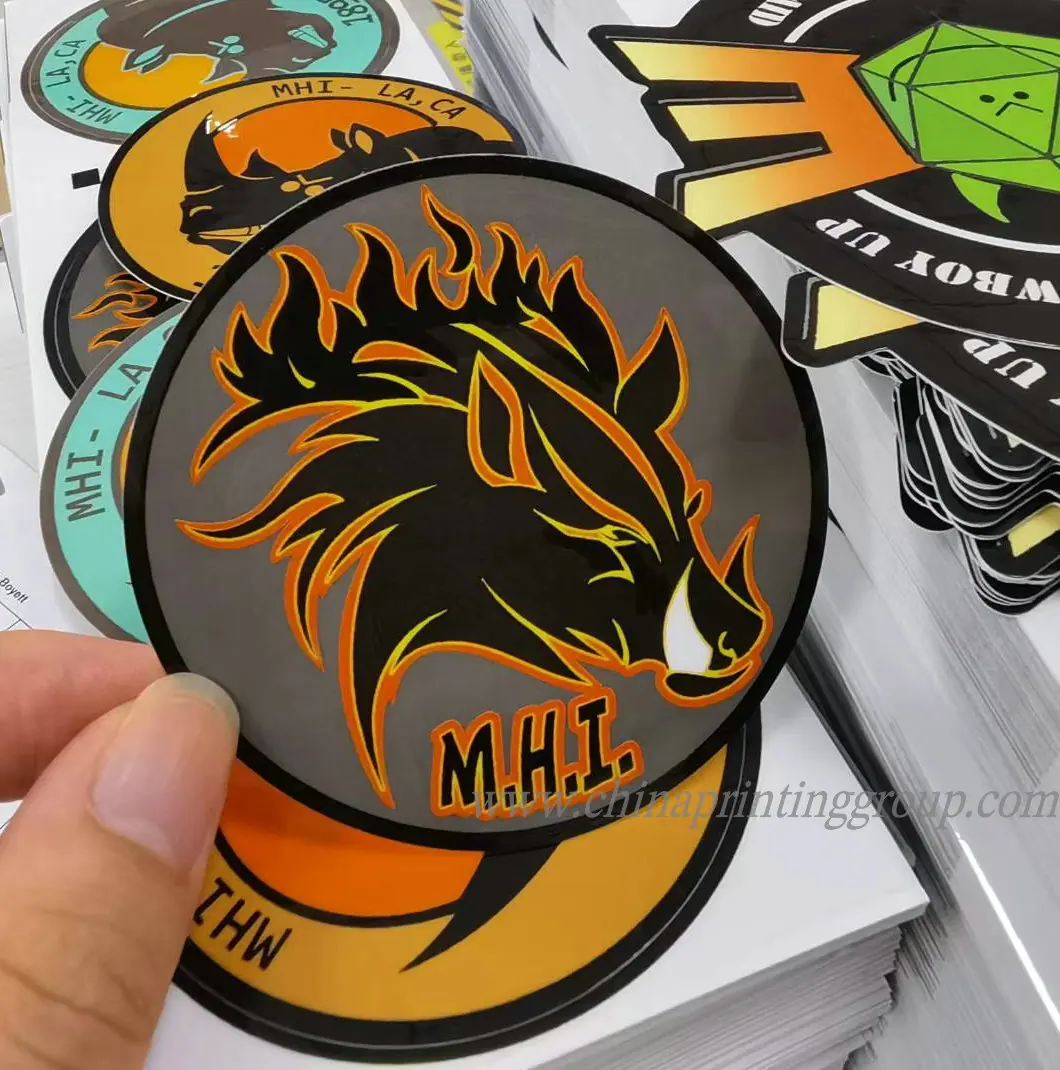 Close view of frosted sanded sticker texture