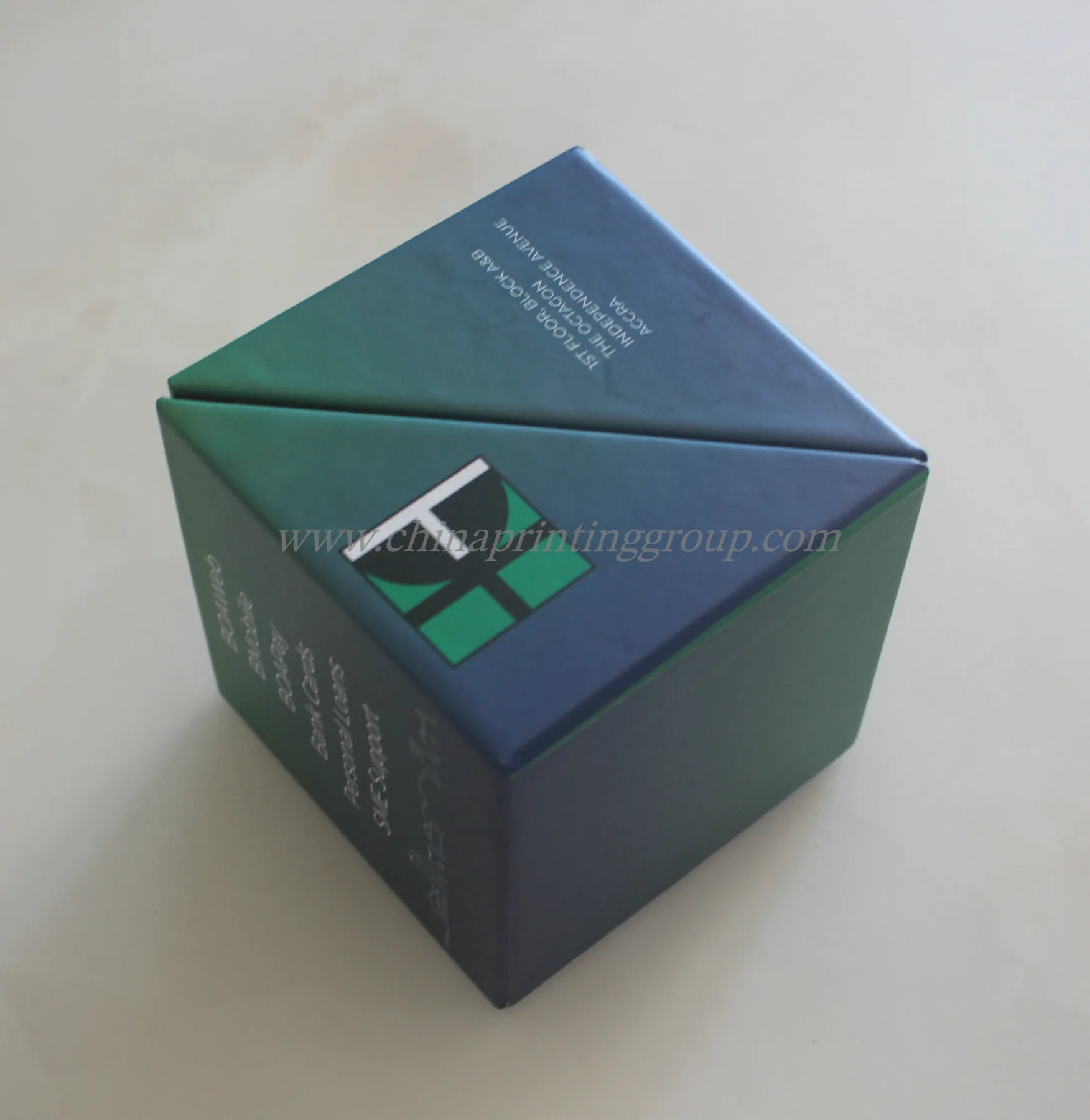 Book-style rigid cover sticky note box closed with printed branding