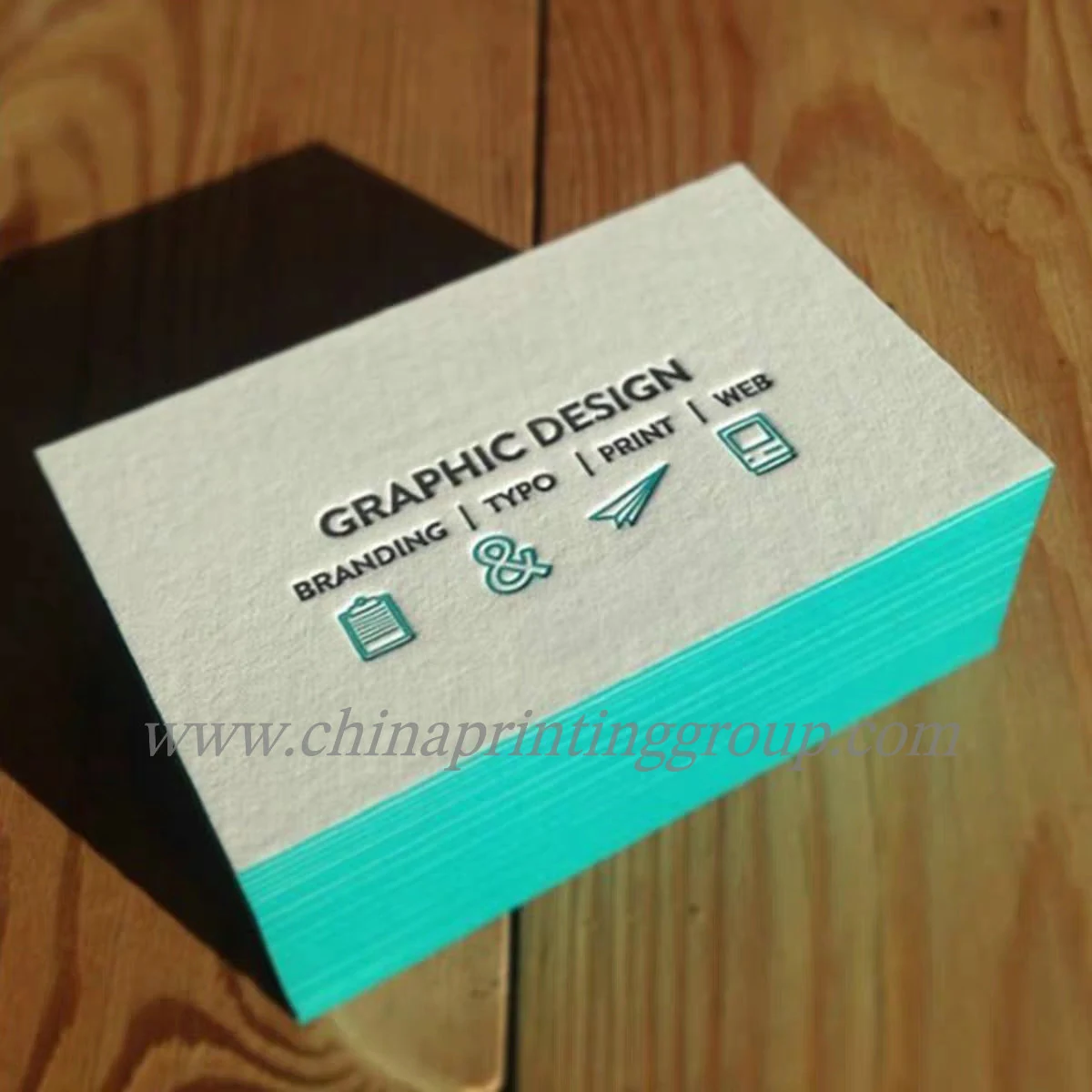 600gsm thick cotton business card showing painted gold edge