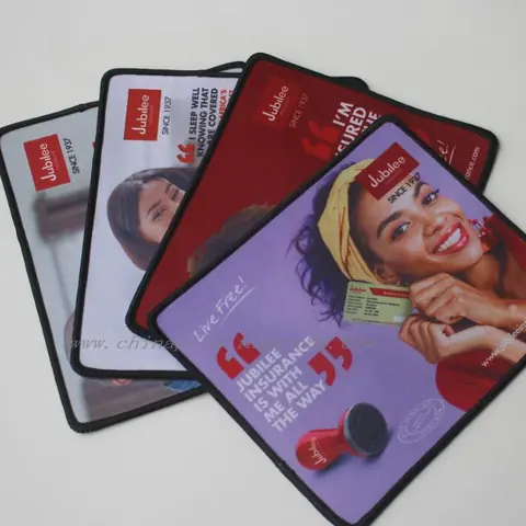 Custom printed mouse pad with full colour sublimated logo design