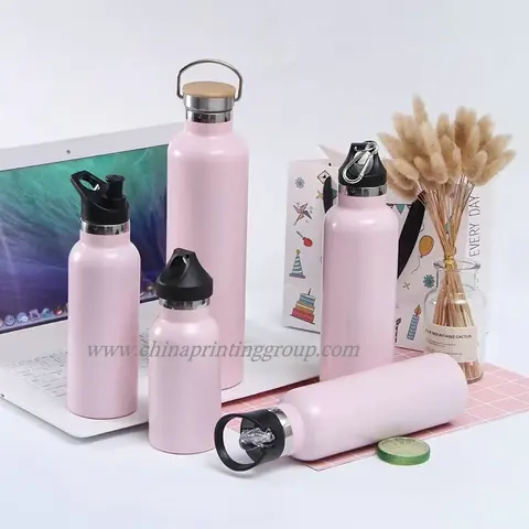 Custom vacuum insulated stainless steel water bottle with straw lid