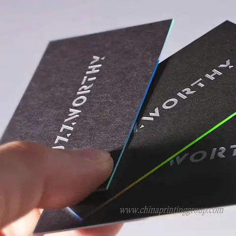 Custom shape embossed business card with raised logo detail