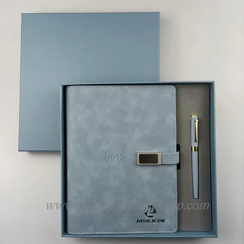 Custom logo business notebook gift set with pen and USB flash drive