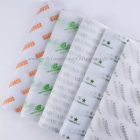 Custom printed tissue wrapping paper with repeat logo pattern
