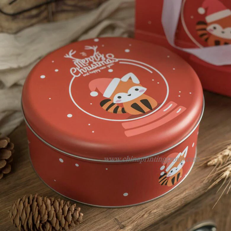 Round chocolate gift tins with full colour artwork