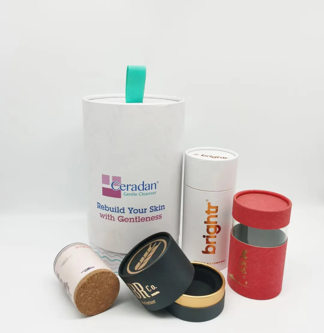 Custom printed cosmetic paper tubes in black and white