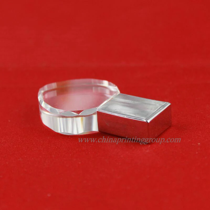 Assorted capacity crystal USB flash drives laid out together