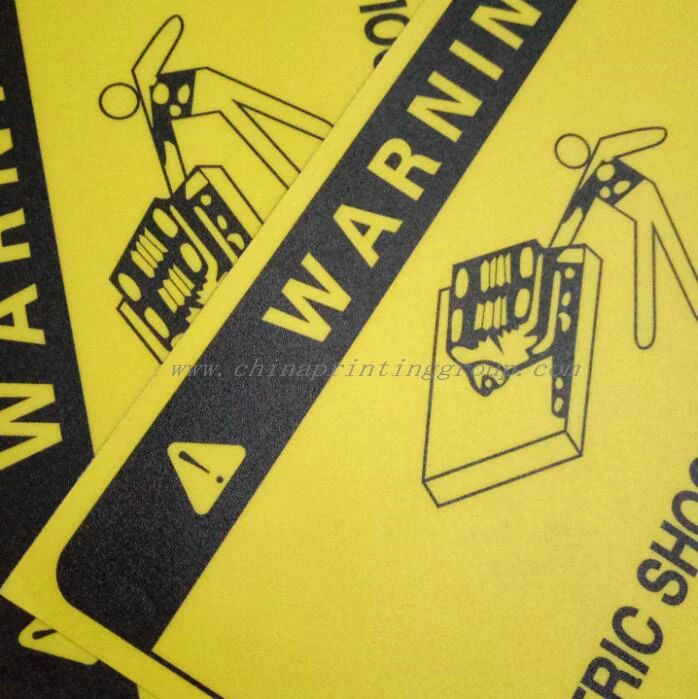 Sheet of die cut frosted PVC labels before separation