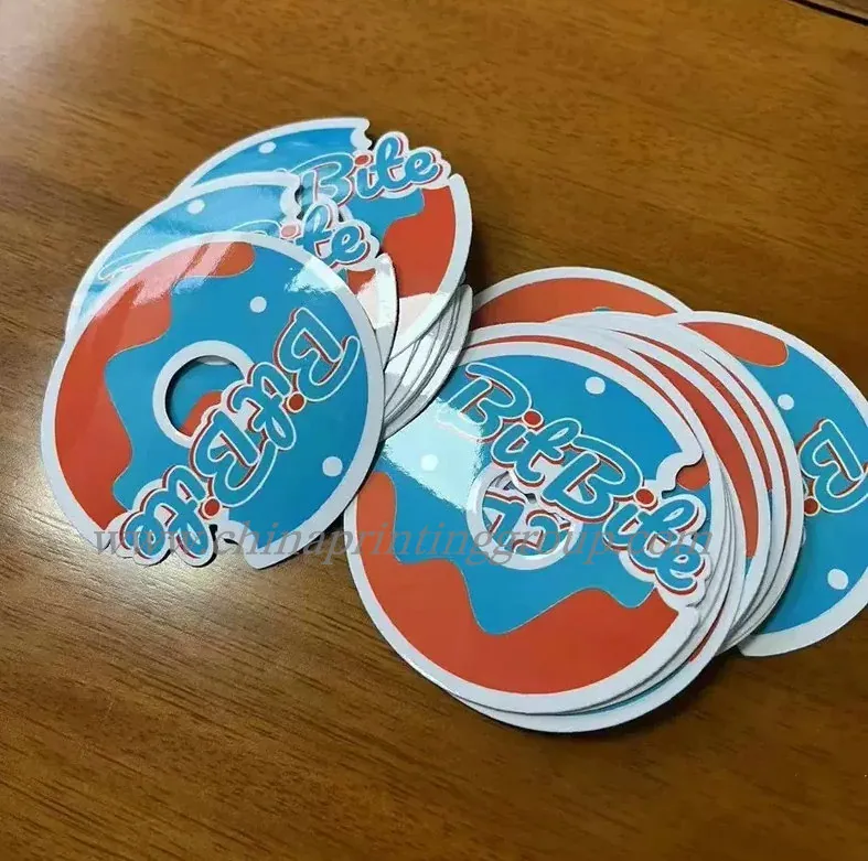 Vinyl sticker paper ingredient labels applied to food product packaging