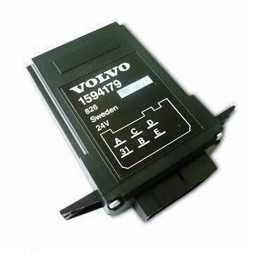 24V 6-pin electronic relay flasher for VOLVO 1594179 with black moulded housing and flat blade terminals