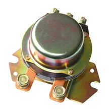 24V 100A battery switch relay 3736010-240 with black moulded housing and 10 flat blade terminals, mounted on excavator control panel