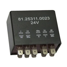 24V 10-pin electronic relay unit for MAN trucks with black moulded housing and 9X6.3 mm connector