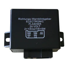 Black 24V 5-pin electronic alarm flasher unit for Mercedes-Benz with flat blade terminals and sealed housing