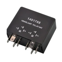 24V 8-pin electronic head lamp relay assy for SCANIA 1504270 with black moulded housing and flat blade terminals