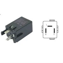 24V 3-pin electronic flasher relay assy MB302374 with black moulded housing and flat blade terminals