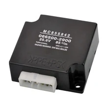 24V 11-pin electronic flasher relay assy MC855843 with black moulded housing and flat blade terminals