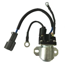 24V 100A MITSUBISHI 4D33 starter relay ME753458 with black moulded housing and 10 flat blade terminals
