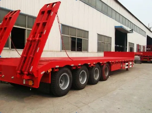 Side view of a 3-axle low bed trailer with 13000mm length and 1200R20 tyres