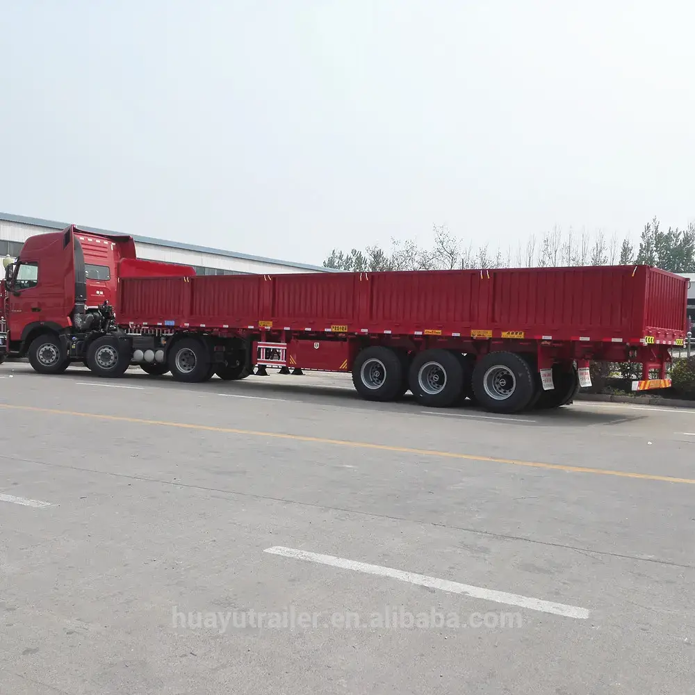 Side view of 3-axle side wall semi trailer with 12500mm length, showing 12R22.5 tires and mechanical suspension
