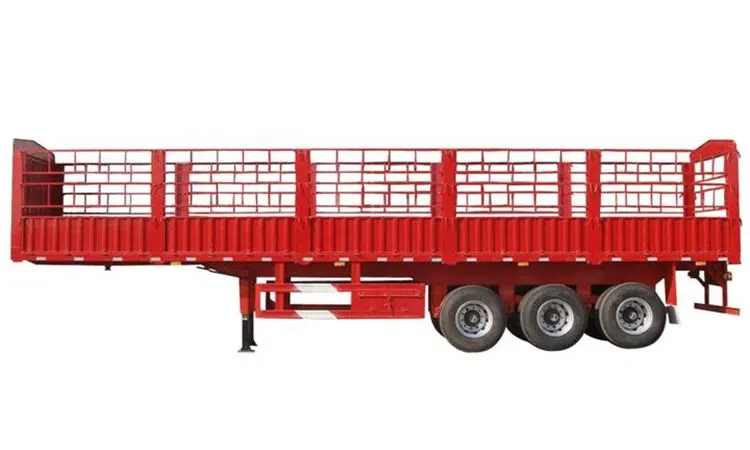 Side view of a 3-axle light cargo express trailer with leaf spring suspension and 1200R20 tyres
