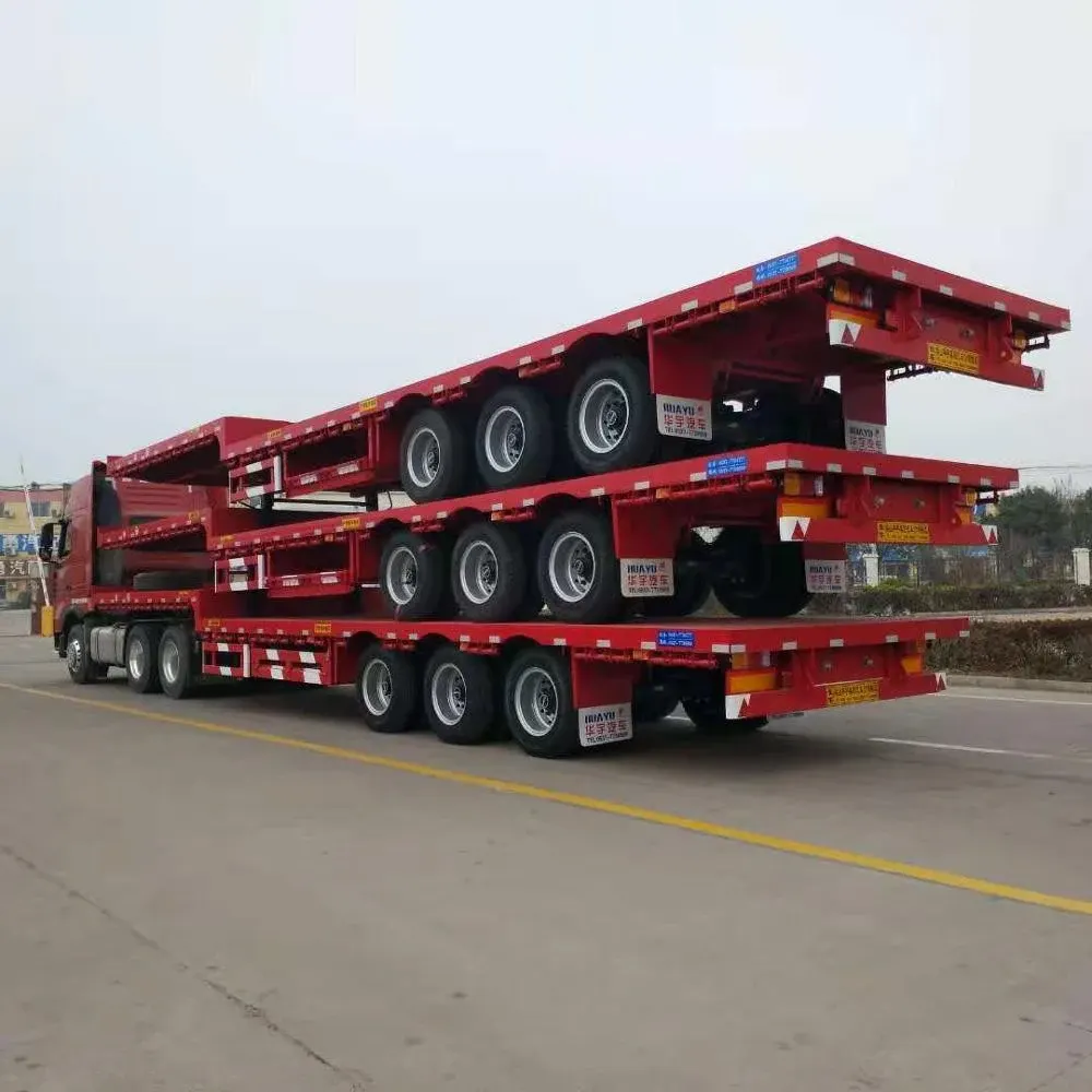 Side view of a 40ft flatbed trailer chassis
