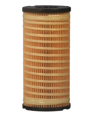 White paper diesel engine fuel filter with OEM number 1R-1804, mounted on a metal bracket