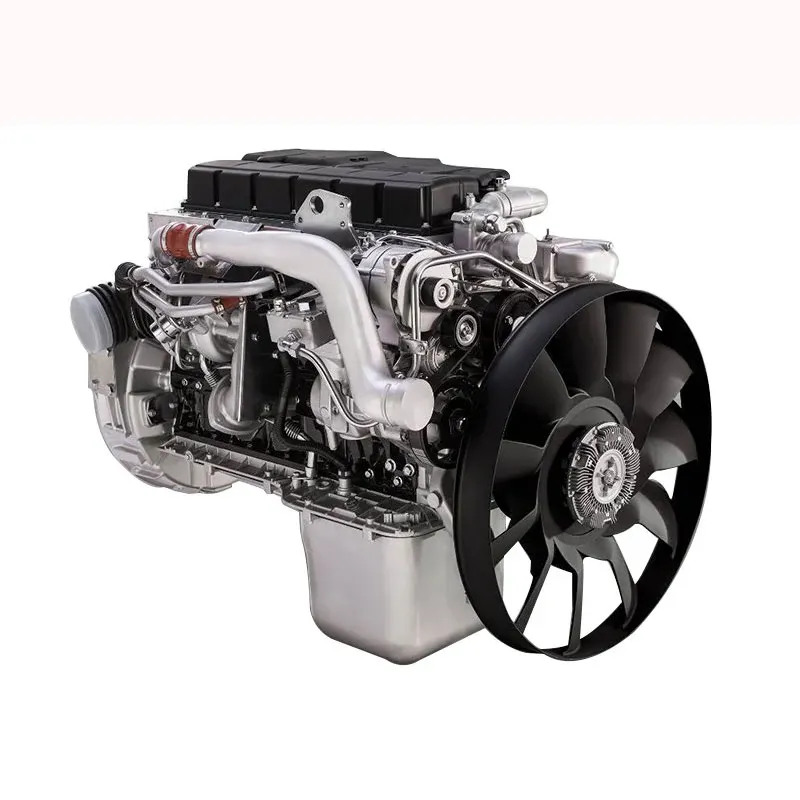 Close-up of MC11 diesel engine with EDC-MC injection system and valve cover, mounted on a stand