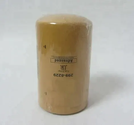 Iron fuel filter with OEM number 1R-0751, mounted on a metal stand, front view showing thread and body