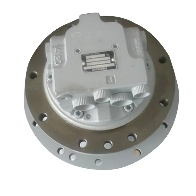 Front view of the GM04VA travel motor assy with built-in parking brake, steel housing, block colour