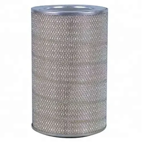 Industrial air filter P127312 AF4801 CA2555 with dimensions labeled, mounted on a metal frame