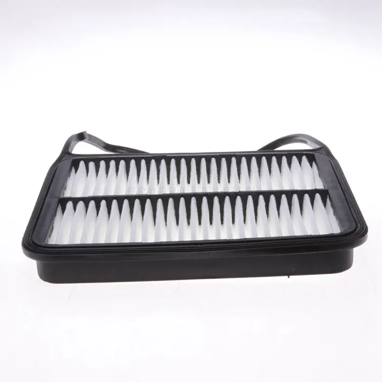 Japanese auto HEPA air filter 17801-BZ070 mounted in a vehicle air intake housing, front view