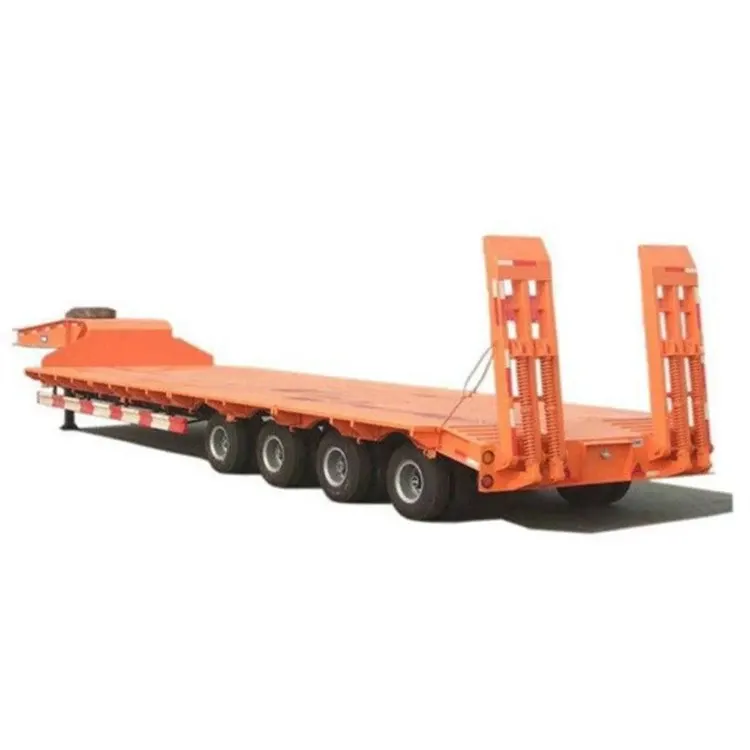 Side view of a 3-axle lowbed semi trailer with leaf spring suspension and 1200R20 tyres