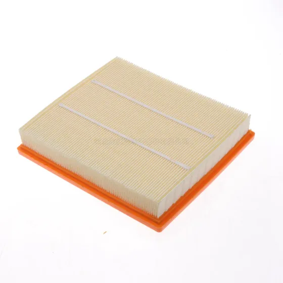 Side view of the air filter showing the plastic housing and sealing gasket