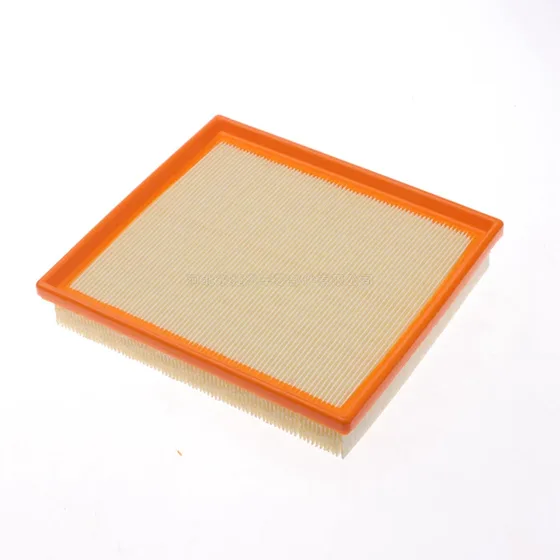 White high filtration car air filter with OEM number 137185007320, shown on a flat surface with label facing up