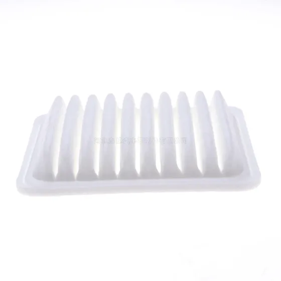 17801-14010 pleated air filter for Japanese cars, front view showing pleated paper element and plastic housing