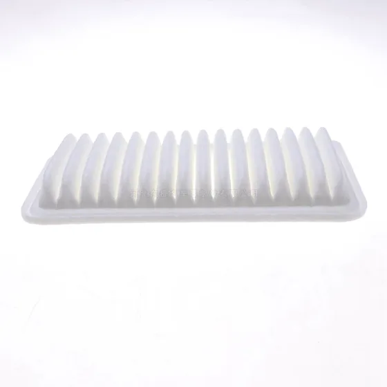 Packaged air filter in a cardboard box with plastic bag inside