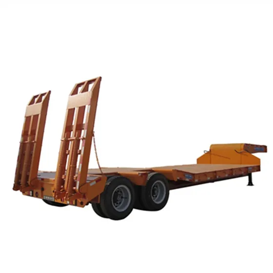Top-down view of the trailer bed with low ground clearance and steel frame