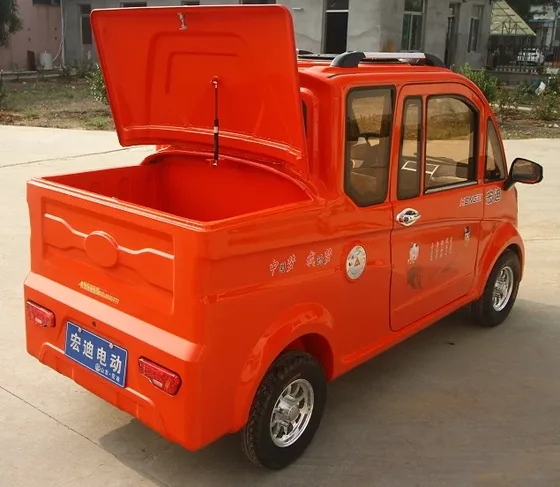 Side view of the electric pickup showing 2950mm length and 4.00-10 tyres