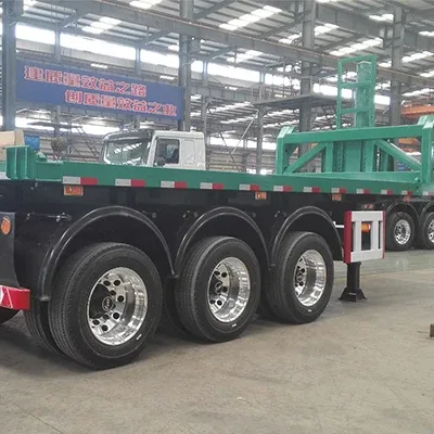 Side view of the trailer showing the 7500mm length, 12R22.5 tires, and mechanical suspension