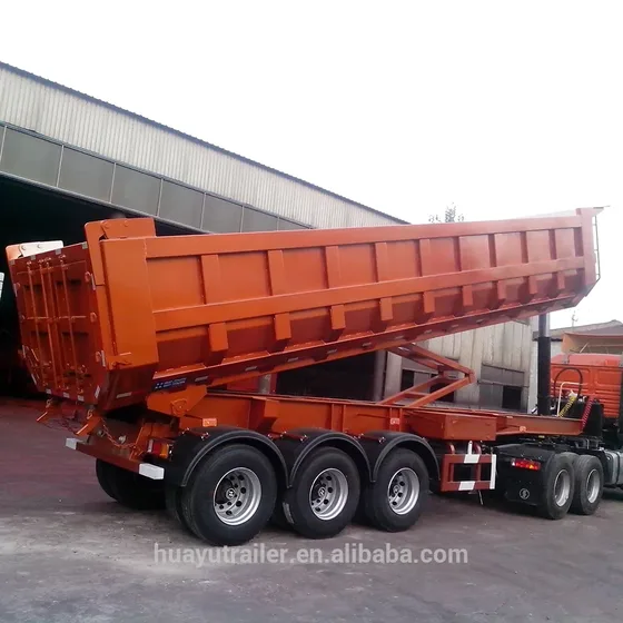 Rear view of a 3 axle 40ft tipper trailer