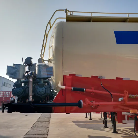 Close-up of the trailer's tyres and suspension