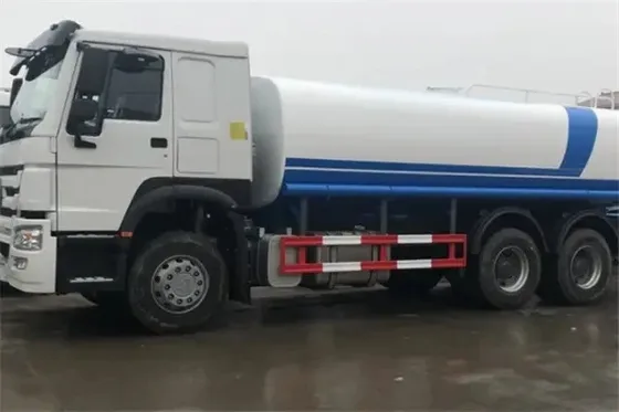 Side view of a 45cbm six-compartment oil tank semi trailer with 12R22.5 tyres and mechanical suspension