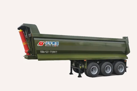 Front view of the trailer with the landing gear extended