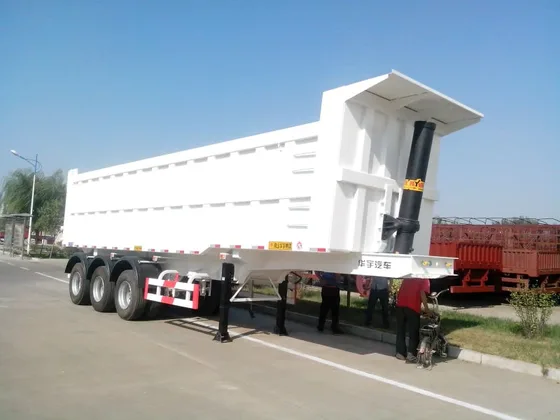 Close-up of the trailer's axle and suspension system