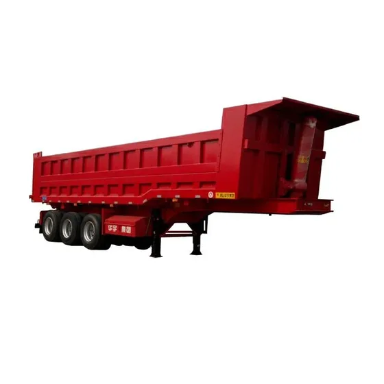 Close-up of the tipper trailer's hydraulic lifting system